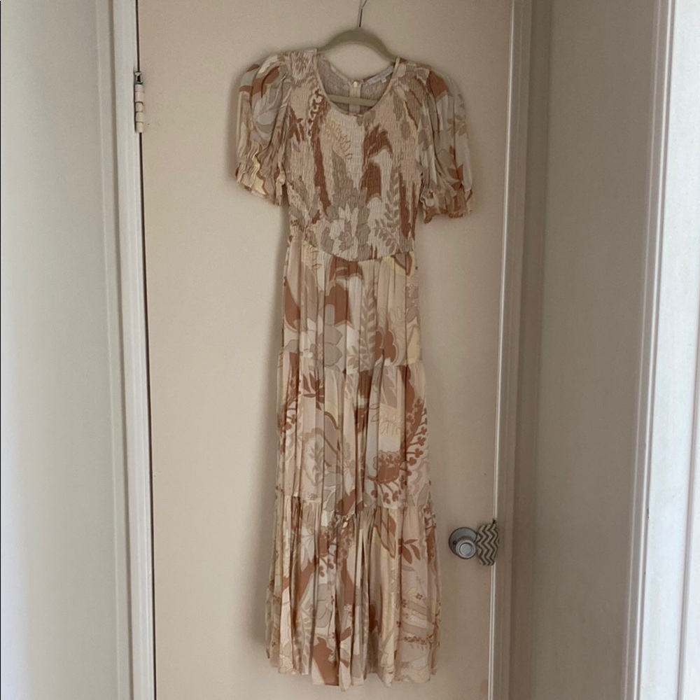 Elegant Floral Beige Dress